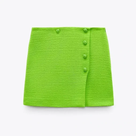 ZARA [ 2 PIECES ] SKIRT SUIT BLAZER + SKIRT SET TEXTURED GREEN